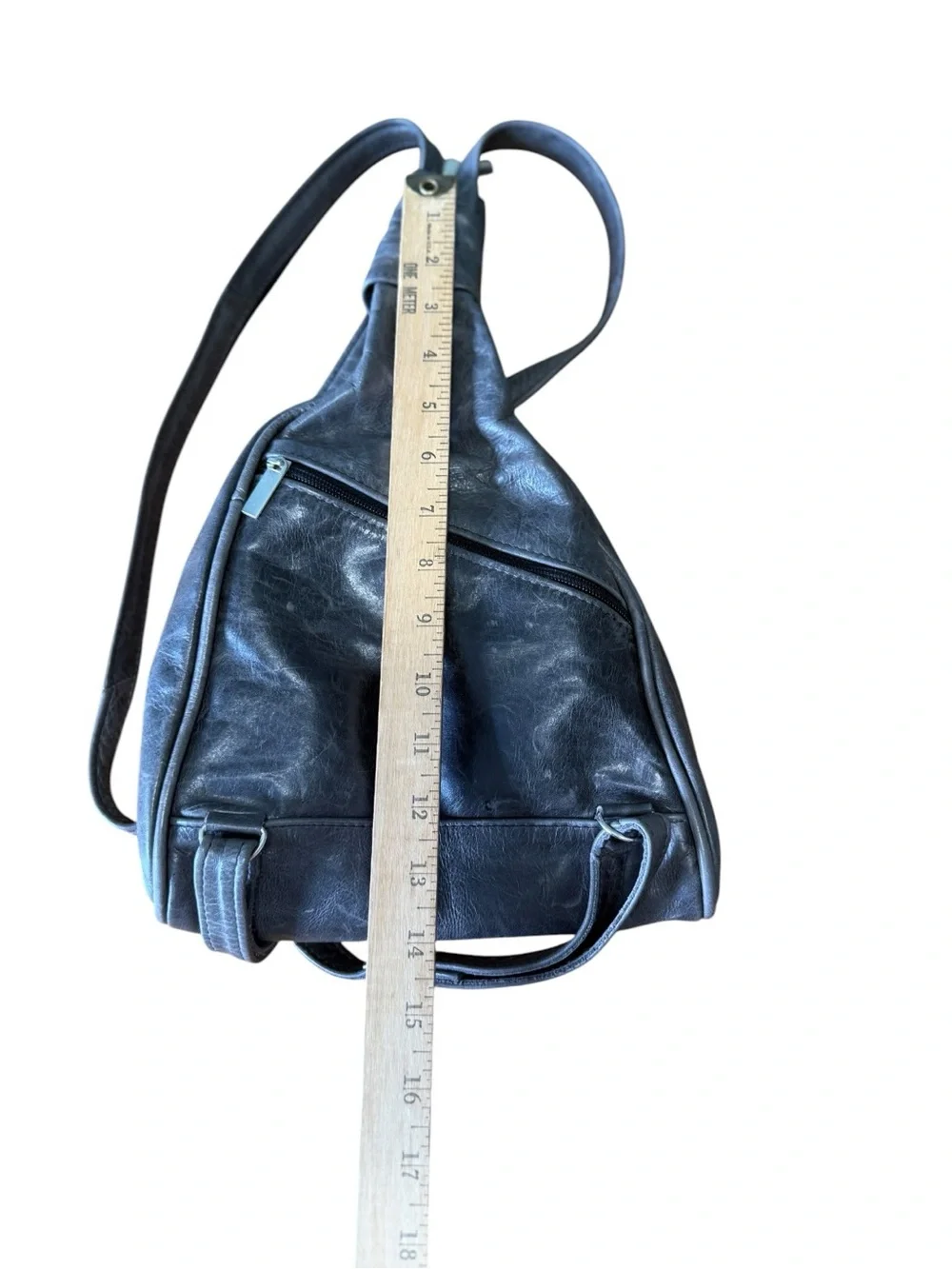 Vintage Gray Leather Convertible Sling Bag Backpack Crossbody-Leather
